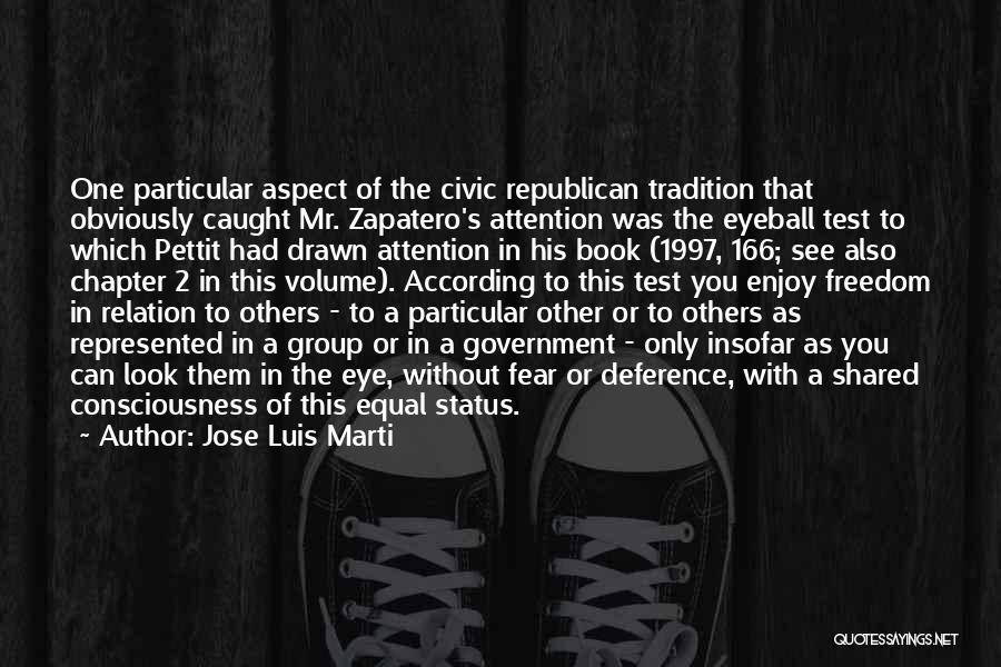 Jose Luis Marti Quotes: One Particular Aspect Of The Civic Republican Tradition That Obviously Caught Mr. Zapatero's Attention Was The Eyeball Test To Which