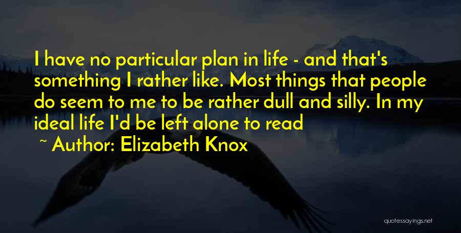 Elizabeth Knox Quotes: I Have No Particular Plan In Life - And That's Something I Rather Like. Most Things That People Do Seem