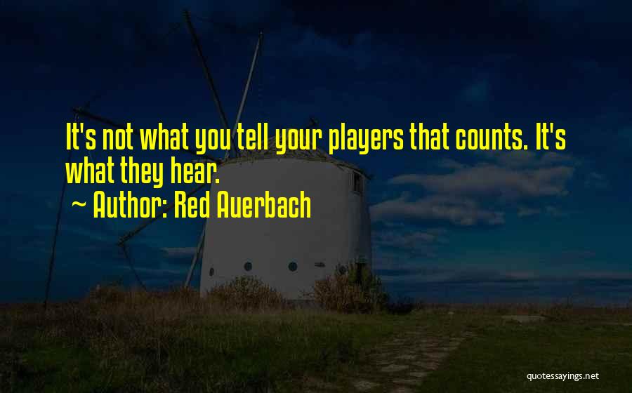 Red Auerbach Quotes: It's Not What You Tell Your Players That Counts. It's What They Hear.