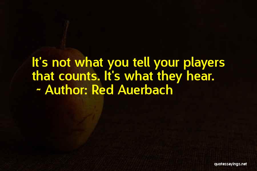 Red Auerbach Quotes: It's Not What You Tell Your Players That Counts. It's What They Hear.