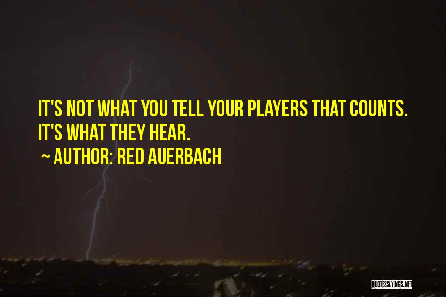 Red Auerbach Quotes: It's Not What You Tell Your Players That Counts. It's What They Hear.