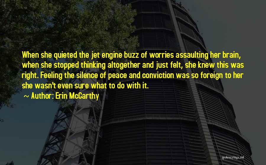 Erin McCarthy Quotes: When She Quieted The Jet Engine Buzz Of Worries Assaulting Her Brain, When She Stopped Thinking Altogether And Just Felt,