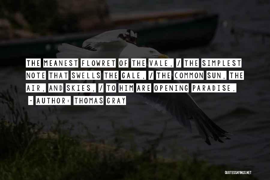 Thomas Gray Quotes: The Meanest Flowret Of The Vale, / The Simplest Note That Swells The Gale, / The Common Sun, The Air,