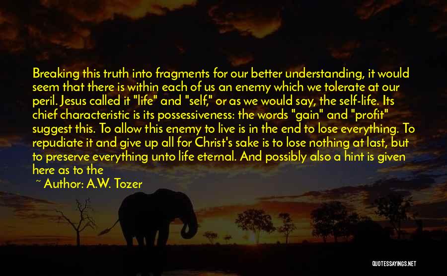 A.W. Tozer Quotes: Breaking This Truth Into Fragments For Our Better Understanding, It Would Seem That There Is Within Each Of Us An