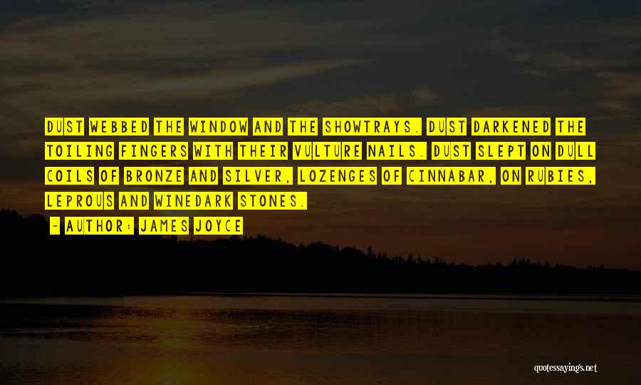 James Joyce Quotes: Dust Webbed The Window And The Showtrays. Dust Darkened The Toiling Fingers With Their Vulture Nails. Dust Slept On Dull