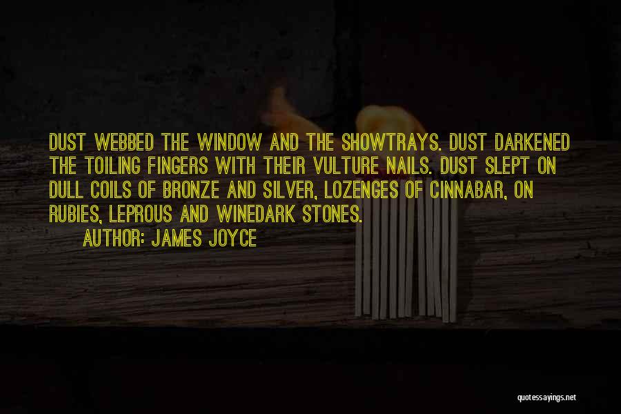 James Joyce Quotes: Dust Webbed The Window And The Showtrays. Dust Darkened The Toiling Fingers With Their Vulture Nails. Dust Slept On Dull