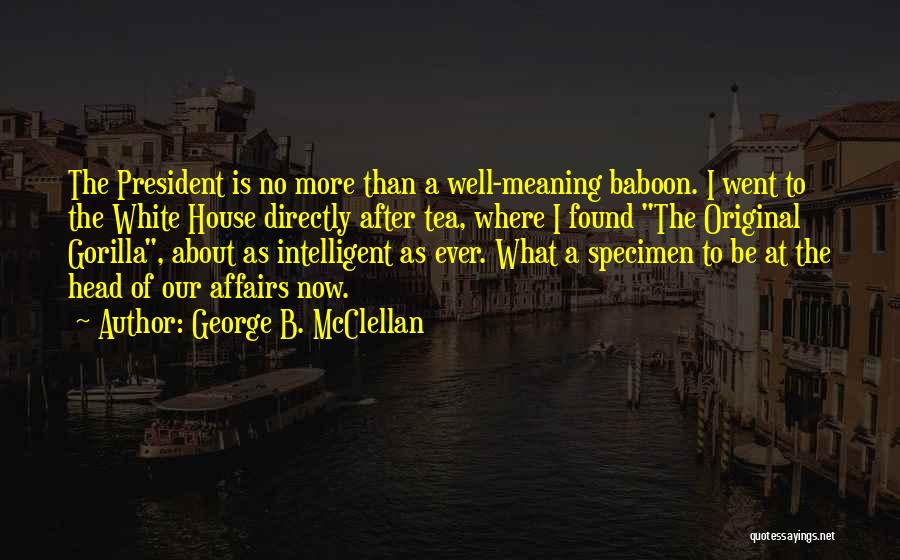 George B. McClellan Quotes: The President Is No More Than A Well-meaning Baboon. I Went To The White House Directly After Tea, Where I