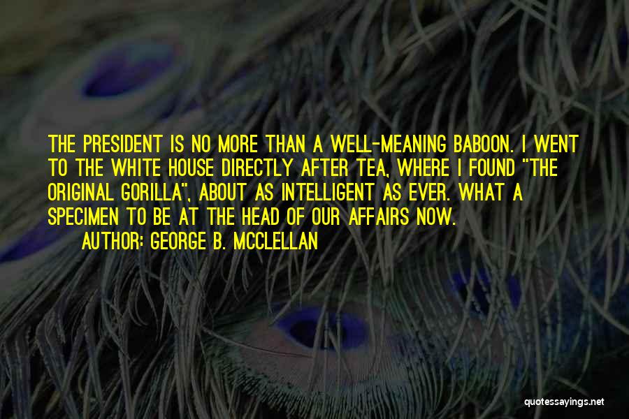 George B. McClellan Quotes: The President Is No More Than A Well-meaning Baboon. I Went To The White House Directly After Tea, Where I