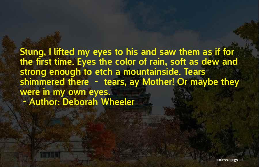 Deborah Wheeler Quotes: Stung, I Lifted My Eyes To His And Saw Them As If For The First Time. Eyes The Color Of