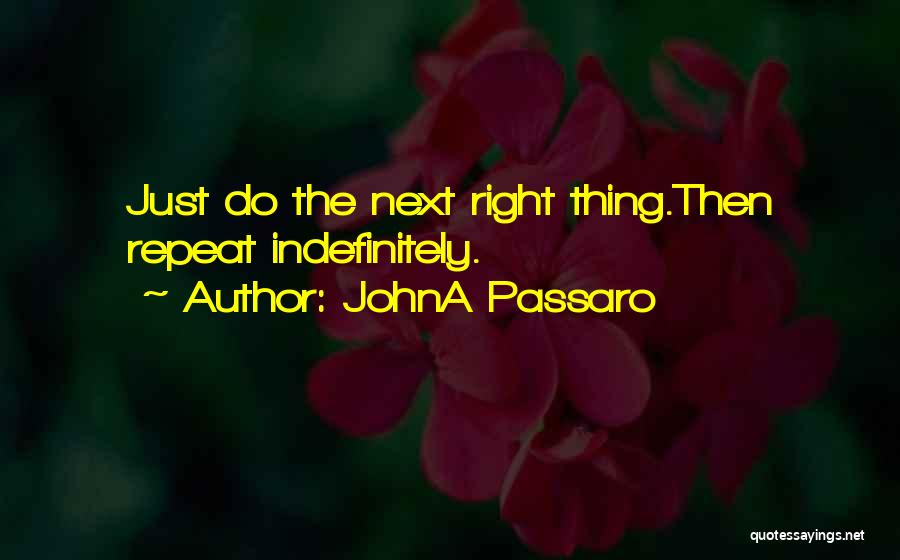 JohnA Passaro Quotes: Just Do The Next Right Thing.then Repeat Indefinitely.
