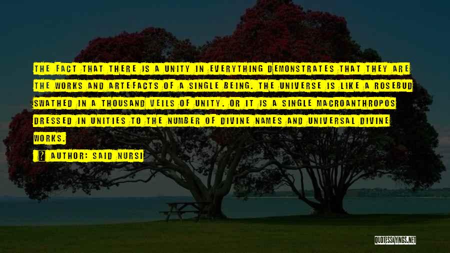 Said Nursi Quotes: The Fact That There Is A Unity In Everything Demonstrates That They Are The Works And Artefacts Of A Single