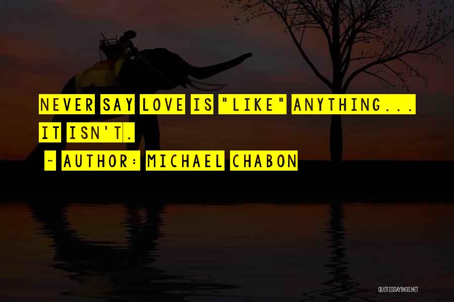 Michael Chabon Quotes: Never Say Love Is Like Anything... It Isn't.