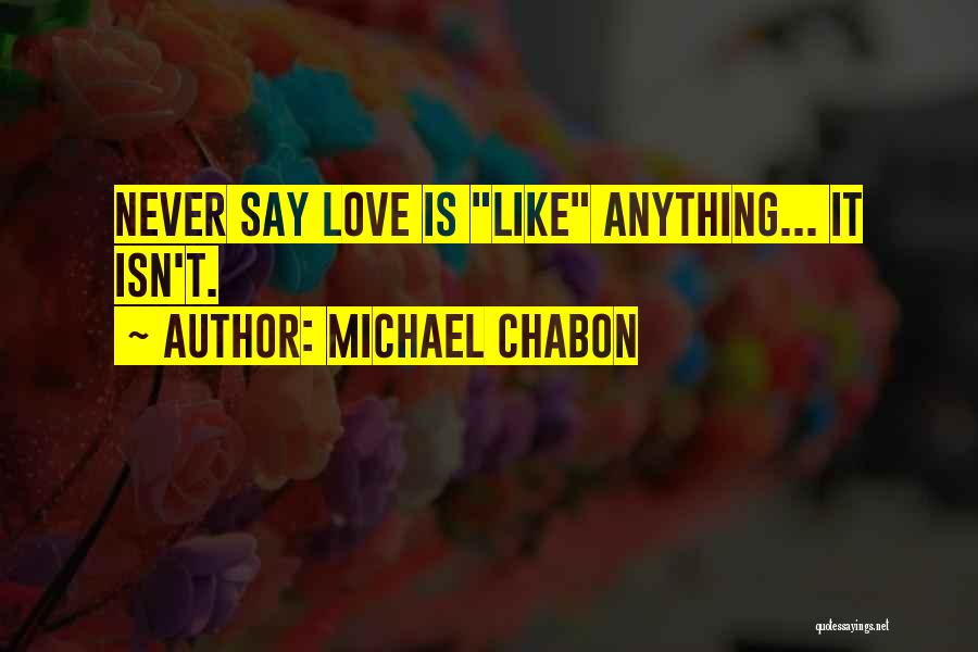 Michael Chabon Quotes: Never Say Love Is Like Anything... It Isn't.