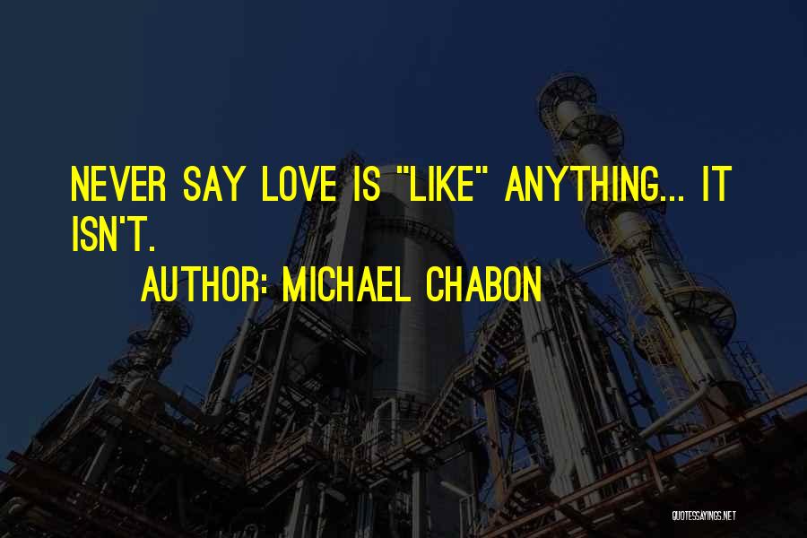 Michael Chabon Quotes: Never Say Love Is Like Anything... It Isn't.