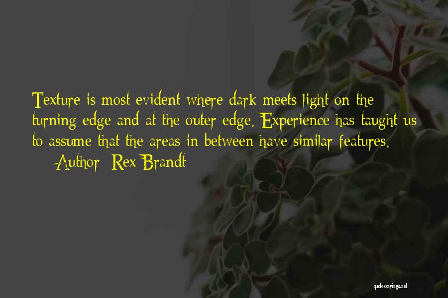 Rex Brandt Quotes: Texture Is Most Evident Where Dark Meets Light On The Turning Edge And At The Outer Edge. Experience Has Taught