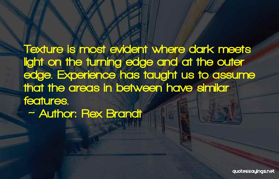 Rex Brandt Quotes: Texture Is Most Evident Where Dark Meets Light On The Turning Edge And At The Outer Edge. Experience Has Taught