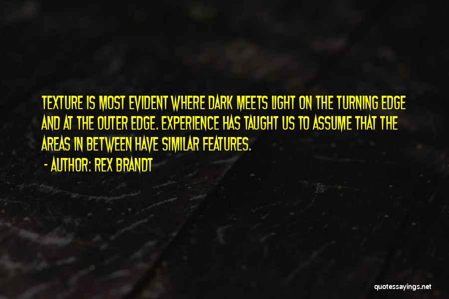 Rex Brandt Quotes: Texture Is Most Evident Where Dark Meets Light On The Turning Edge And At The Outer Edge. Experience Has Taught