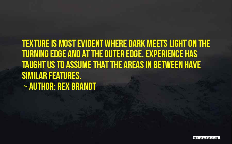 Rex Brandt Quotes: Texture Is Most Evident Where Dark Meets Light On The Turning Edge And At The Outer Edge. Experience Has Taught