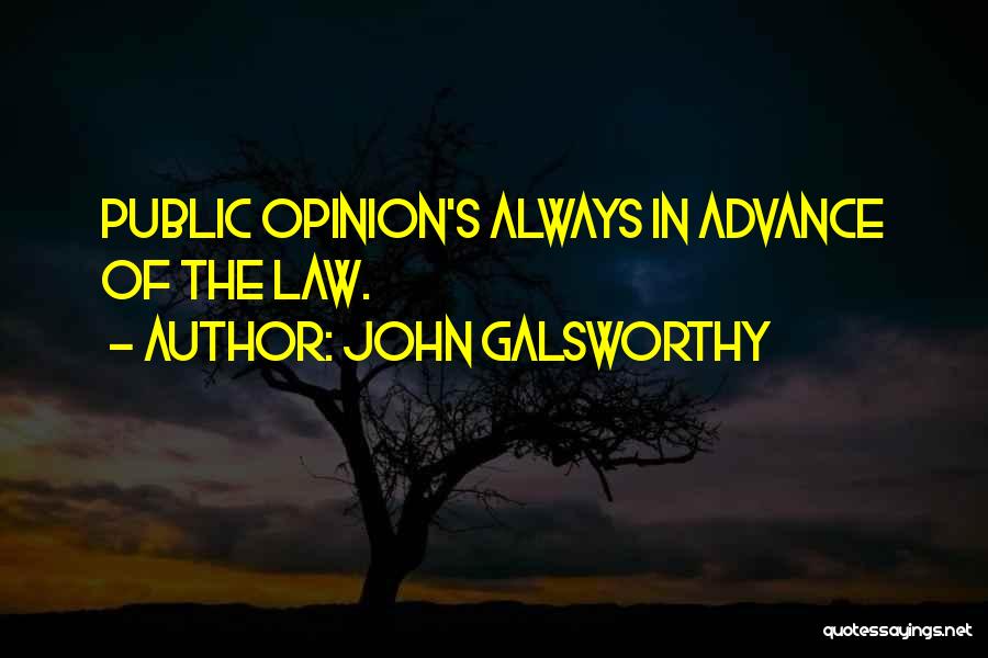 John Galsworthy Quotes: Public Opinion's Always In Advance Of The Law.