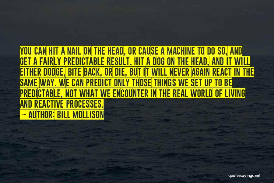 Bill Mollison Quotes: You Can Hit A Nail On The Head, Or Cause A Machine To Do So, And Get A Fairly Predictable