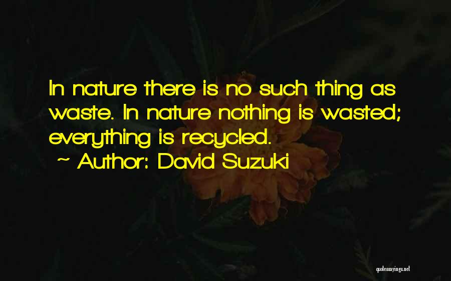 David Suzuki Quotes: In Nature There Is No Such Thing As Waste. In Nature Nothing Is Wasted; Everything Is Recycled.