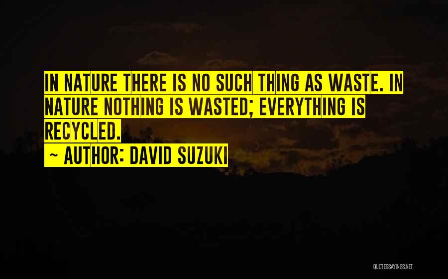 David Suzuki Quotes: In Nature There Is No Such Thing As Waste. In Nature Nothing Is Wasted; Everything Is Recycled.
