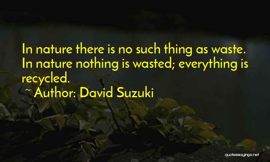 David Suzuki Quotes: In Nature There Is No Such Thing As Waste. In Nature Nothing Is Wasted; Everything Is Recycled.