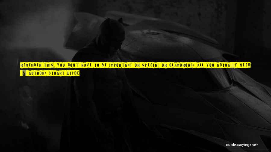 Stuart Wilde Quotes: Remember This, You Don't Have To Be Important Or Special Or Glamorous; All You Actually Need Is Success And Pleasure