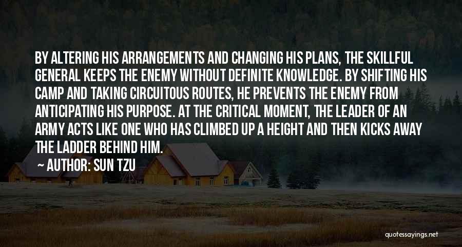 Sun Tzu Quotes: By Altering His Arrangements And Changing His Plans, The Skillful General Keeps The Enemy Without Definite Knowledge. By Shifting His
