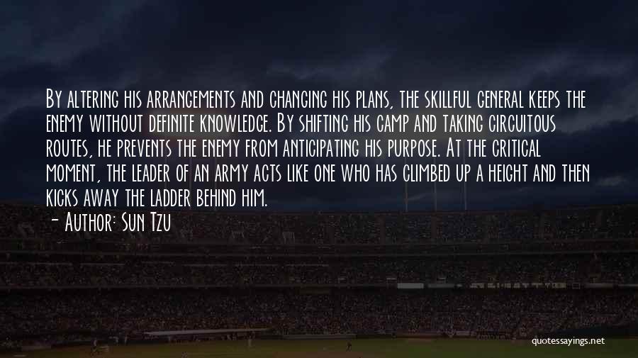 Sun Tzu Quotes: By Altering His Arrangements And Changing His Plans, The Skillful General Keeps The Enemy Without Definite Knowledge. By Shifting His