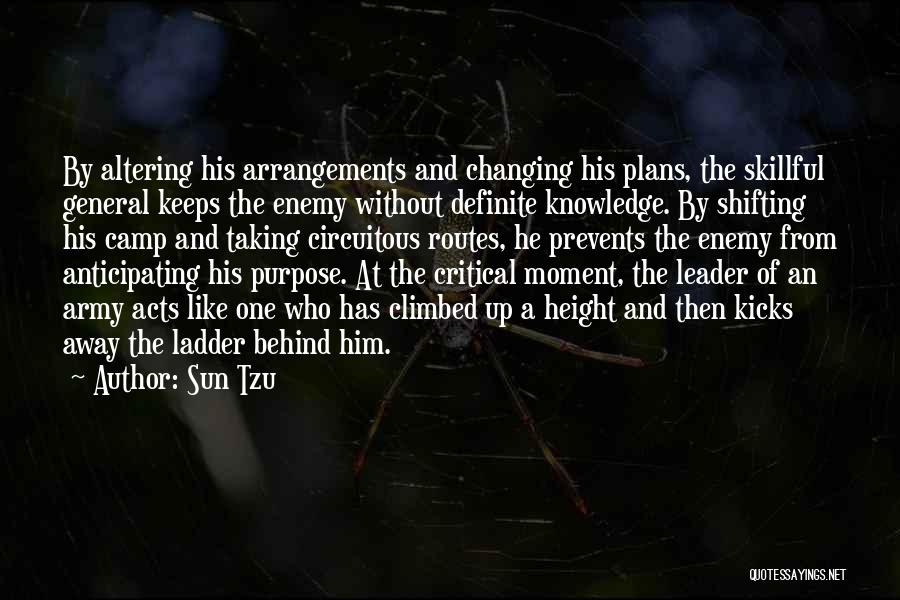 Sun Tzu Quotes: By Altering His Arrangements And Changing His Plans, The Skillful General Keeps The Enemy Without Definite Knowledge. By Shifting His