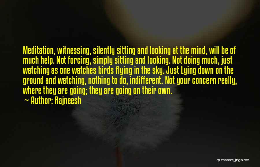 Rajneesh Quotes: Meditation, Witnessing, Silently Sitting And Looking At The Mind, Will Be Of Much Help. Not Forcing, Simply Sitting And Looking.