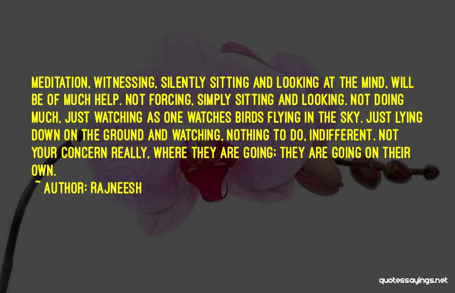 Rajneesh Quotes: Meditation, Witnessing, Silently Sitting And Looking At The Mind, Will Be Of Much Help. Not Forcing, Simply Sitting And Looking.