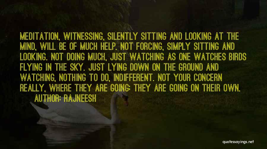 Rajneesh Quotes: Meditation, Witnessing, Silently Sitting And Looking At The Mind, Will Be Of Much Help. Not Forcing, Simply Sitting And Looking.