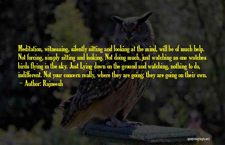 Rajneesh Quotes: Meditation, Witnessing, Silently Sitting And Looking At The Mind, Will Be Of Much Help. Not Forcing, Simply Sitting And Looking.