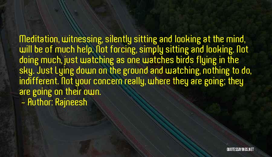 Rajneesh Quotes: Meditation, Witnessing, Silently Sitting And Looking At The Mind, Will Be Of Much Help. Not Forcing, Simply Sitting And Looking.