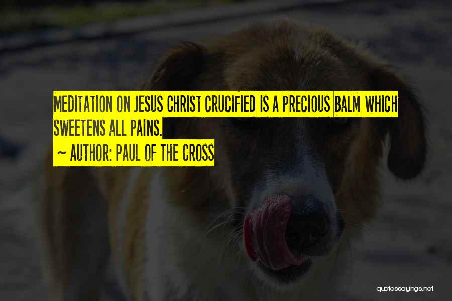 Paul Of The Cross Quotes: Meditation On Jesus Christ Crucified Is A Precious Balm Which Sweetens All Pains.