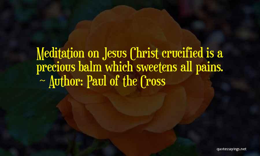 Paul Of The Cross Quotes: Meditation On Jesus Christ Crucified Is A Precious Balm Which Sweetens All Pains.
