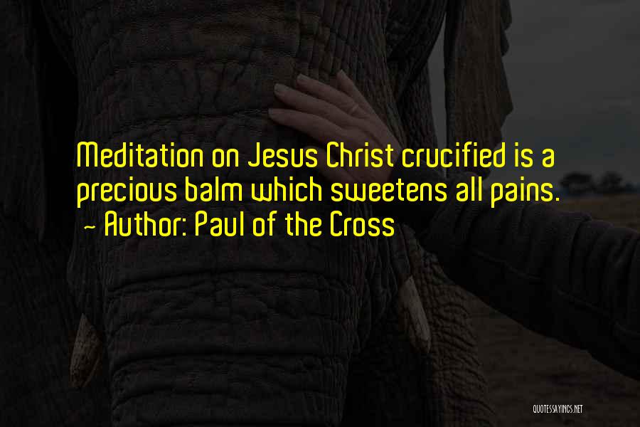Paul Of The Cross Quotes: Meditation On Jesus Christ Crucified Is A Precious Balm Which Sweetens All Pains.