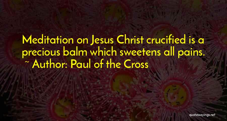 Paul Of The Cross Quotes: Meditation On Jesus Christ Crucified Is A Precious Balm Which Sweetens All Pains.