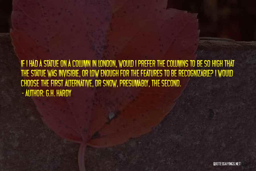 G.H. Hardy Quotes: If I Had A Statue On A Column In London, Would I Prefer The Columns To Be So High That