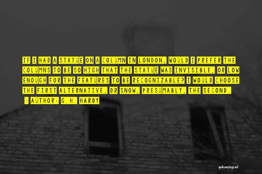 G.H. Hardy Quotes: If I Had A Statue On A Column In London, Would I Prefer The Columns To Be So High That