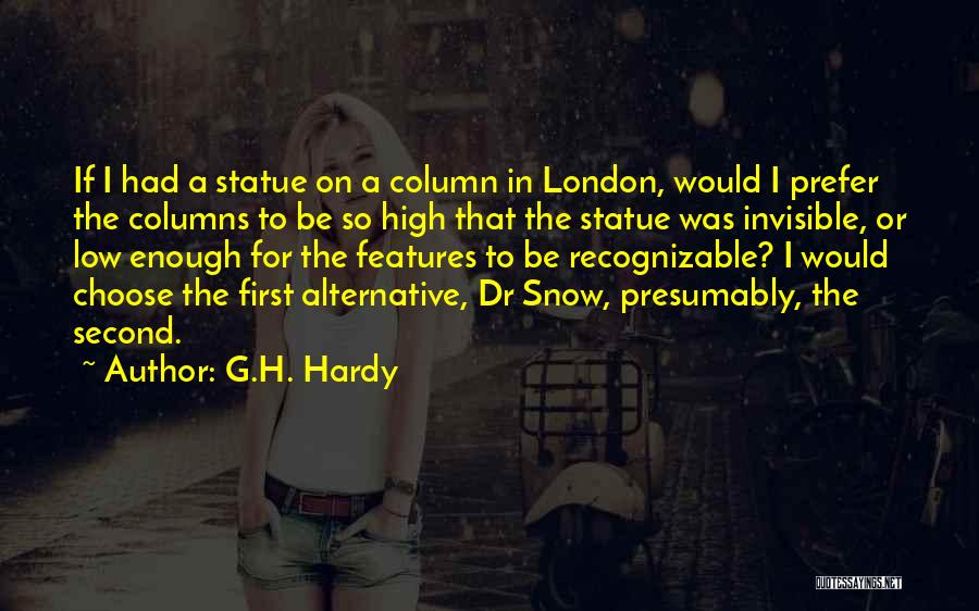 G.H. Hardy Quotes: If I Had A Statue On A Column In London, Would I Prefer The Columns To Be So High That