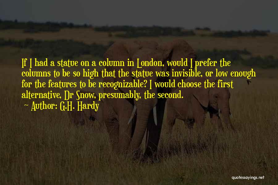 G.H. Hardy Quotes: If I Had A Statue On A Column In London, Would I Prefer The Columns To Be So High That