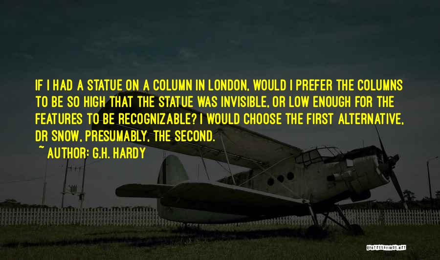 G.H. Hardy Quotes: If I Had A Statue On A Column In London, Would I Prefer The Columns To Be So High That