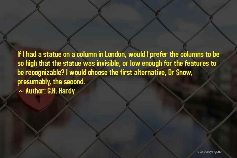 G.H. Hardy Quotes: If I Had A Statue On A Column In London, Would I Prefer The Columns To Be So High That