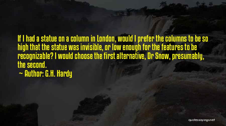 G.H. Hardy Quotes: If I Had A Statue On A Column In London, Would I Prefer The Columns To Be So High That