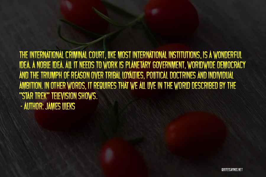 James Lileks Quotes: The International Criminal Court, Like Most International Institutions, Is A Wonderful Idea. A Noble Idea. All It Needs To Work