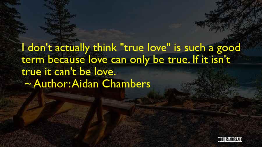 Aidan Chambers Quotes: I Don't Actually Think True Love Is Such A Good Term Because Love Can Only Be True. If It Isn't