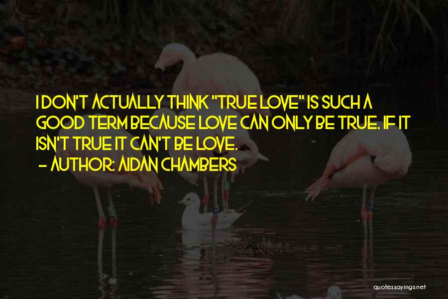 Aidan Chambers Quotes: I Don't Actually Think True Love Is Such A Good Term Because Love Can Only Be True. If It Isn't